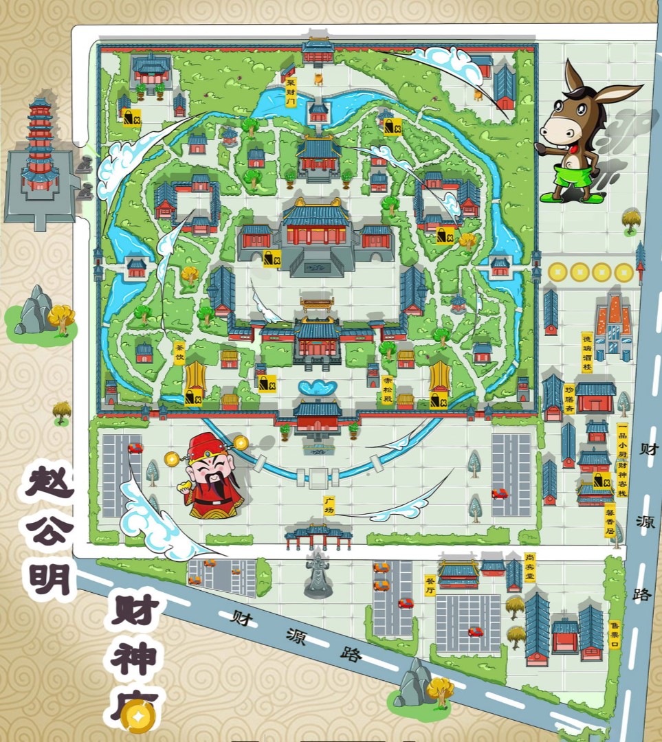 长宁寺庙类手绘地图